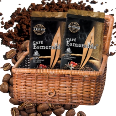 Молотый и зерновой кофе в плетеной корзине для ценителей новизны, 500 г Обжарен и упакован в Колумбии.