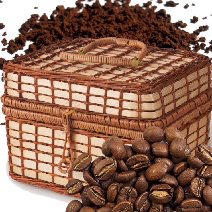 Зерновой кофе с черным цейлонским чаем в плетеной корзине,375 г Обжарен и упакован в Колумбии.